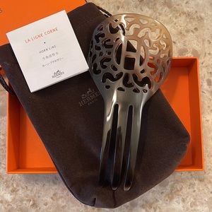 Hermes Original Buffalo Horn Rocaille Hair Comb Accessory Tortoise Shell Brown